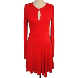 NEW Free People Beach mini dress red knit cut out long sleeve bodycon S party